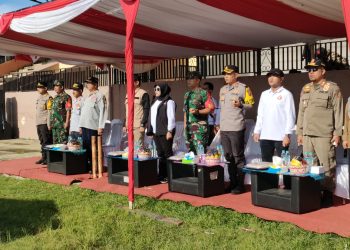 Jelang Pencoblosan, Dandim 0607/KS Bersama Kapolres Sukabumi Kota dan Panwaslu Se-Kota Sukabumi Gelar Apel Siaga