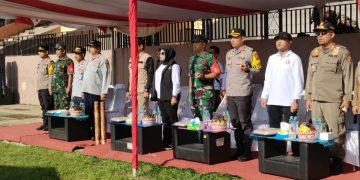 Jelang Pencoblosan, Dandim 0607/KS Bersama Kapolres Sukabumi Kota dan Panwaslu Se-Kota Sukabumi Gelar Apel Siaga