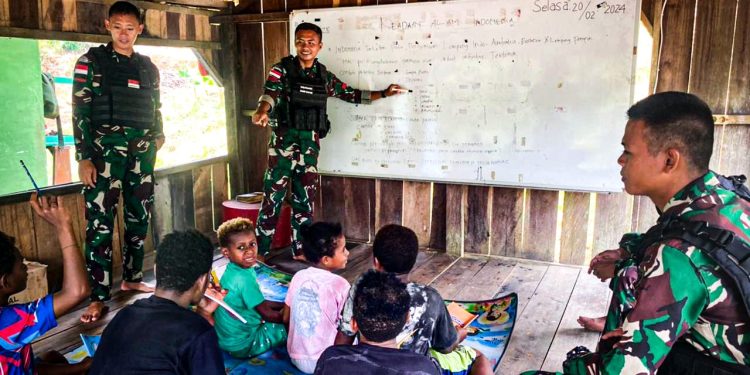 Tingkatkan Kualitas SDM Di Perbatasan, Satgas Yonif 310/KK Berikan Bimbingan Belajar