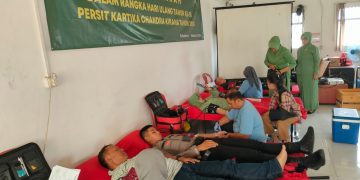 Hut Persit KCK Ke- 78, Persit KCK Cabang XVIII Kodim 0607/Kota Sukabumi Gelar Bhakti Sosial Donor Darah