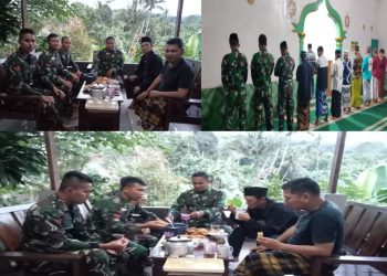 Disela Kesibukan Program TMMD Tenjojaya, Satgas Gelar Acara Bukber Dan Sholat Tarawih Berjamaah Bersama Warga