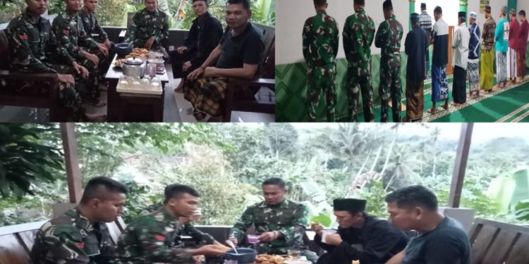 Disela Kesibukan Program TMMD Tenjojaya, Satgas Gelar Acara Bukber Dan Sholat Tarawih Berjamaah Bersama Warga