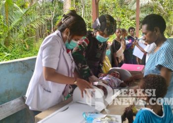 Satgas Yonif 310/KK Gandeng Puskesmas Web Gelar Posyandu Di Perbatasan