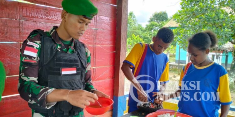 Nasi Goreng Ala Satgas Yonif 310/KK, Kedepankan Edukasi Bagi Pelajar Di Perbatasan