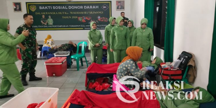 Sambut Peringatan Hut Kodam |||/Siliwangi Ke 78, Peduli Sesama Kodim 0607/Kota Sukabumi Gelar Donor Darah
