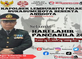 AKP Agus Suherman.SE Kapolsek Lembursitu Polres Sukabumi Kota beserta Jajaran, Mengucapkan Selamat Hari Lahir Pancasila Tahun 2024