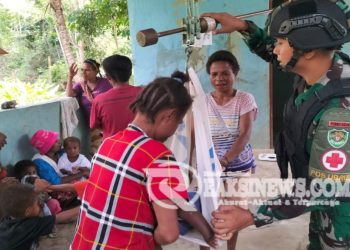 Satgas Yonif 310/KK Bersama Puskesmas Web Berkomitmen Tingkatkan Kesehatan dan Gizi Anak Perbatasan