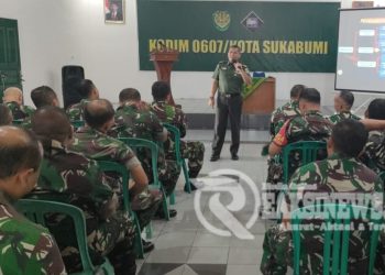 Cegah Dini Pelanggaran Hukum, Anggota Kodim 0607/Kota Sukabumi Ikuti Sosialisasi Penyuluhan Bidang Hukum dari Korem 061/SK