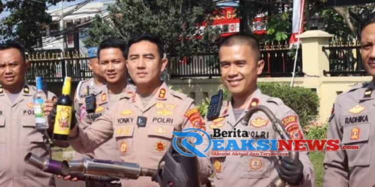 Selama 17 hari Operasi KRYD, Polres Cianjur Berhasil Mengamankan Ribuan Knalpot dan Minuman Keras