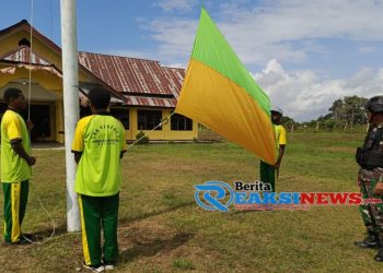 Siap Kibarkan Merah Putih di Perbatasan, Satgas Yonif 310/KK Latih Paskibraka Jelang HUT RI Ke-79