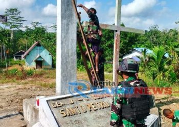 Tumbuhkan Rasa Cinta Kepada Gereja, Ini Yang Dilakukan Satgas Yonif 310/KK