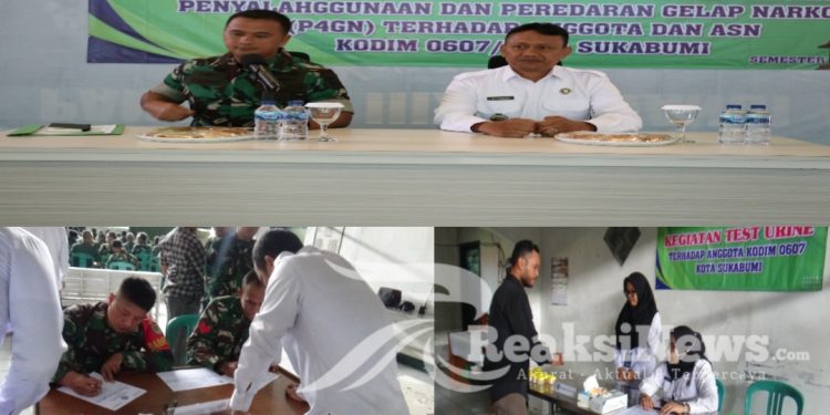 Anggota Kodim 0607/Kota Sukabumi Jalani Tes Urine Cegah Penyalahgunaan Narkoba