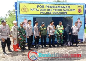 Danramil 2203/Warungkiara Bareng Kapolsek Dampingi Kapolres Sukabumi Di Pos Pam Nataru