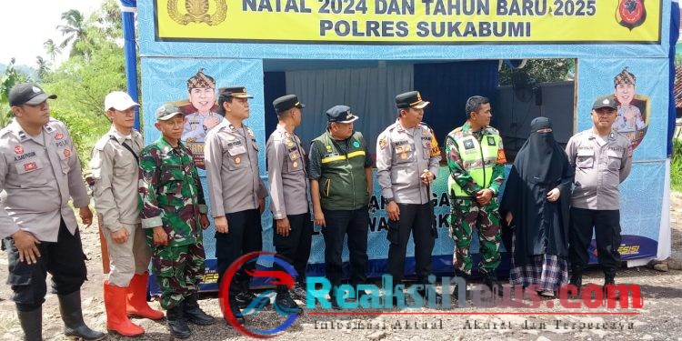 Danramil 2203/Warungkiara Bareng Kapolsek Dampingi Kapolres Sukabumi Di Pos Pam Nataru