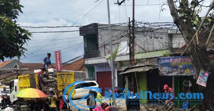 Tindak Lanjuti Usulan Warga, Camat Pelabuhanratu bersama Lintas Sektor Tebang Pohon Ketapang