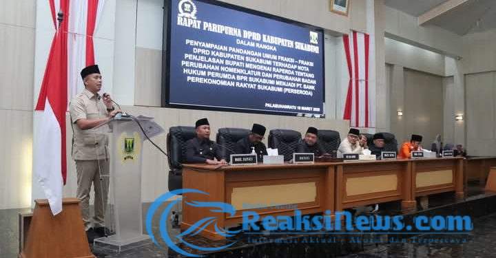 Rapat Paripurna DPRD, di Hadiri Bupati dan Wakil Bupati Sukabumi, Hal Ini Agenda Penyampaian Pandangan Fraksi