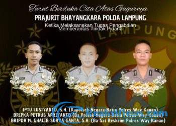 Polri Berduka, 3 Polisi Gugur Saat Gerebek Sabung Ayam di Lampung