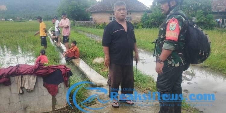 Pasca Hujan Dengan Intensitas Tinggi, Koptu Ravanto Babinsa Koramil 2203/Warungkiara Tinjau Lahan Sawah Milik Poktan Di Bantargadung