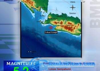 Berdasarkan Meteorologi BMKG, Gempa Bermagnitudo 5,2 Guncang Wilayah Bayah