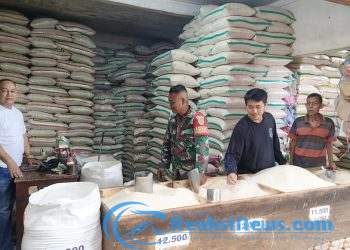 Kopda Kusdiarto Koramil 2203/Warungkiara Tinjau Langsung Pasokan Sembako Di Pasar Cigombong