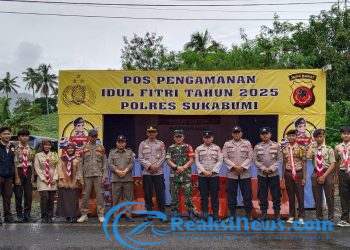 Personil Gabungan Anggota Koramil 2203/Warungkiara Dan Polsek Siap Siaga di Pos Pam Idul Fitri Wilayah Bantargadung