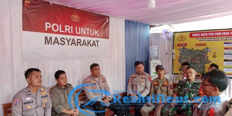 Sinergitas TNI-Polri Lakukan Pengamanan di Pos Pam Idul Fitri Wilayah Bantargadung