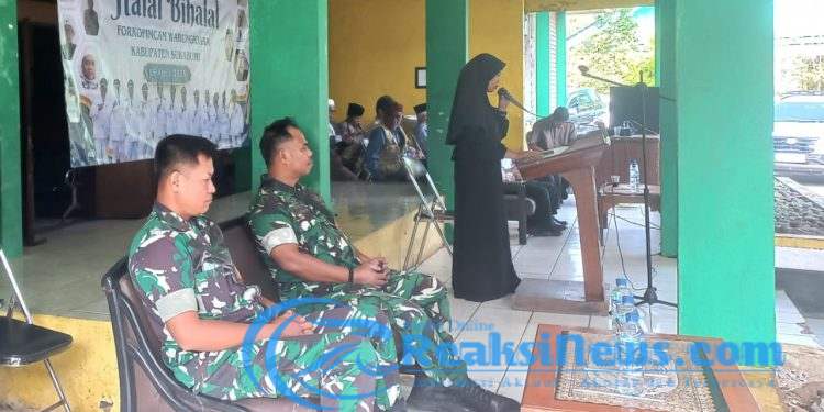 Mewakili Danramil, Peltu Andi Bersama Sertu Suparno Koramil 2203/Warungkiara Hadiri Halal Bihalal Forkopimcam Warungkiara