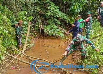 Karya Bakti Kodim 0607/Kota Sukabumi dan Kementan RI Pulihkan Saluran Irigasi di Desa Cimanggu