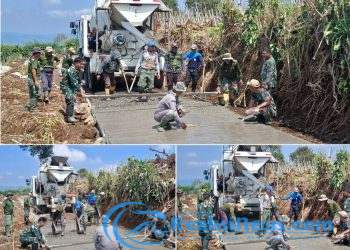 Pengecoran Jalan Capai 40%, TMMD ke 124 Kodim 0607/Kota Sukabumi