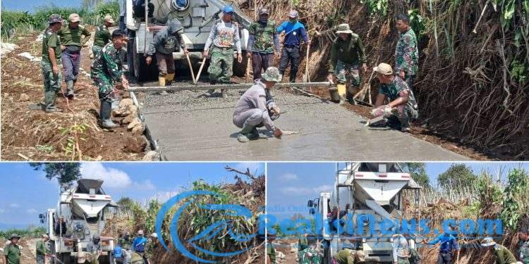 Pengecoran Jalan Capai 40%, TMMD ke 124 Kodim 0607/Kota Sukabumi