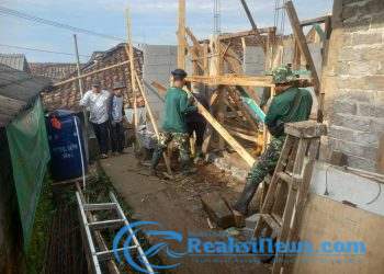 Satgas TMMD ke124 Kodim 0607/ Kota Sukabumi Gotong Royong kerjakan Rutilahu