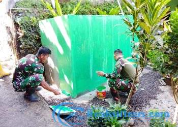 Satgas TMMD ke-124 Kodim 0607/Kota Sukabumi Percepat Pengecatan Bak Penampungan Air Bersih
