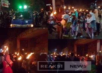 Kemerihan Sambut Tahun Baru Islam, Ratusan Warga Lembursitu Antusias Pawai Obor Keliling Jalan