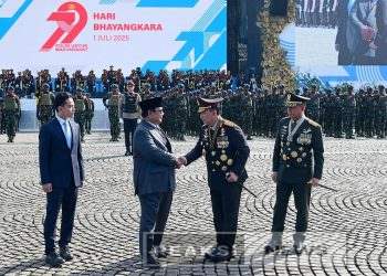 Presiden Prabowo Pimpin Upacara Peringatan ke-79 Hari Bhayangkara di Monas