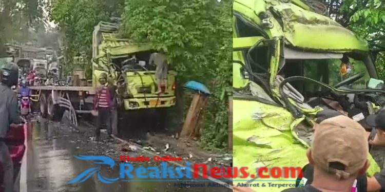 Terjadi Tabrakan Dua Truk Hino dan Truk Pengangkut Gas Elpiji di Sukabumi