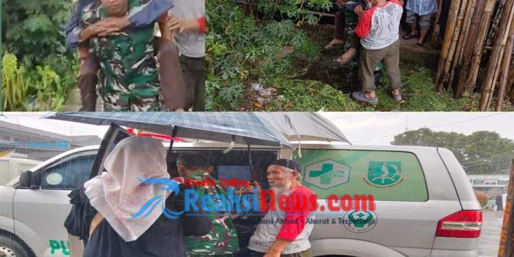 Babinsa Koramil 0607-07/ Warudoyong Evakuasi Lansia Sakit Bersama Unsur Kelurahan dan Tim Kesehatan ke Dinsos