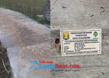 Jalan Gang Penghubung RW 20 dan 03 Desa Sukaresmi Kec. Cisaat Kab Sukabumi, Sebagian Sudah Rusak Kembali, Kades siap memperbaiki