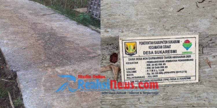 Jalan Gang Penghubung RW 20 dan 03 Desa Sukaresmi Kec. Cisaat Kab Sukabumi, Sebagian Sudah Rusak Kembali, Kades siap memperbaiki