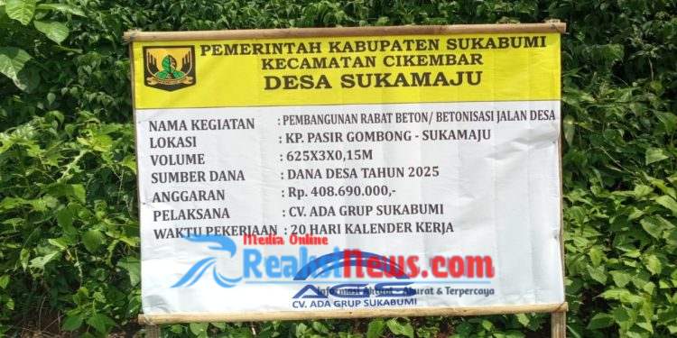 Pembangunan Rabat Beton di Kampung pasir Gombong Desa Sukamaju Kec Cikembar Kab Sukabumi, Diduga asal – asalan dan akal – akalan