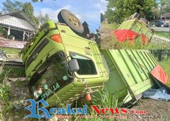 Diduga Rem Blong Damtruk Pengangkut Batubara Alami Mobil Terjungkir, Ini Penjelasannya