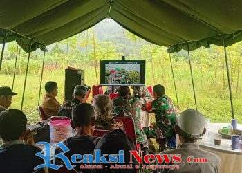 Danramil 2203/Warungkiara Kapten Inf Agus Rahman dampingi Kasdim 0622/Sukabumi Hadiri Vicon Hari Juang TNI AD dan Tinjau Irigasi Pompa di Desa Hegarmanah