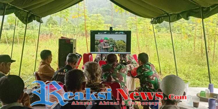 Danramil 2203/Warungkiara Kapten Inf Agus Rahman dampingi Kasdim 0622/Sukabumi Hadiri Vicon Hari Juang TNI AD dan Tinjau Irigasi Pompa di Desa Hegarmanah