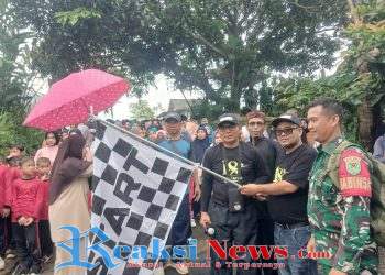 Serka Dodi Babinsa Tarisi Koramil 2203/Warungkiara Hadiri Gerak Jalan Santai Milad Desa Tarisi ke-18