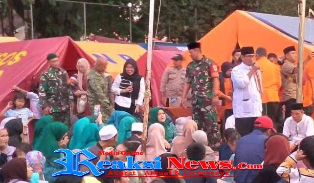 Danpos Bantargadung Koramil 2203/Warungkiara Dampingi Dandim 0622 Sukabumi Buka Puasa Bersama Penyintas Pergerakan Tanah