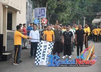 Hari Keselamatan dan Kesehatan Kerja, Polres Sukabumi Bersama Forkopimda Gelar Olahraga 