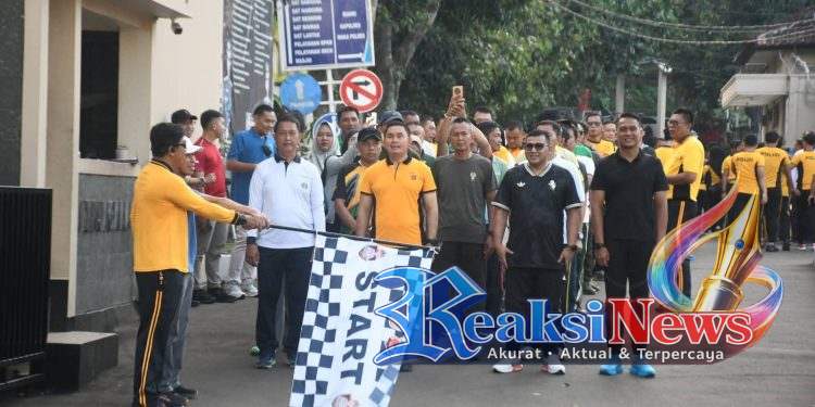 Hari Keselamatan dan Kesehatan Kerja, Polres Sukabumi Bersama Forkopimda Gelar Olahraga 