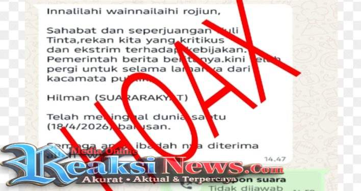 Klarifikasi Resmi: Beredar Isu Kematian Hilman Suararakyat, Dipastikan Hoaks, Masyarakat Diminta Waspada Penipuan