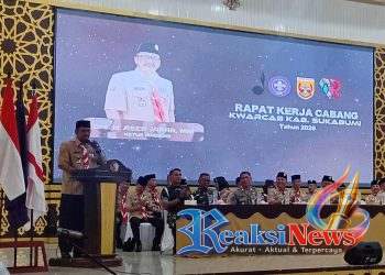 Danramil 2203/Warungkiara Kapten Inf Agus Rahman Wakili Dandim 0622, Hadiri Rakercab Kwarcab Pramuka Sukabumi 2026